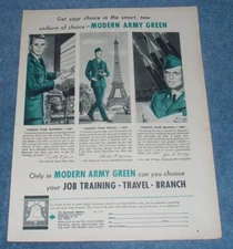 1957 US Army Vintage Recruitment Ad "Get Your Choice in the Smart, New Uniform..
