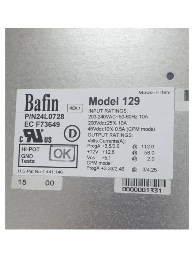 IBM 24L0728 1100W AC Power Supply–6284/515B–pSeries/CEC 7026-M80/6M1/9406-830 - Image 4 of 4