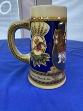 Budweiser Anheuser Busch Ceramic Stein Beer Clydesdale Horses Mug Made In Brazil