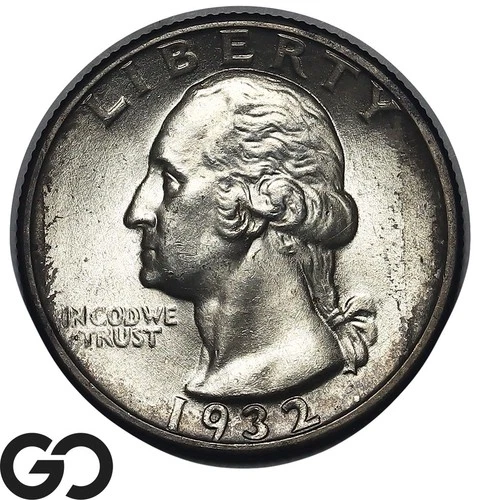 1932-D Washington Quarter, WOW, Gorgeous Superb Gem BU++ Key Date, Toner!