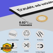 LLPT 1"x12" Dry Erase Magnetic Label Strips, 10 Pack White