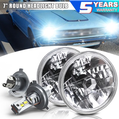 For Dodge Dart 1964-1976 D100 Pair 7''inch Round LED Headlight Hi/Lo Bulb Kit DOT