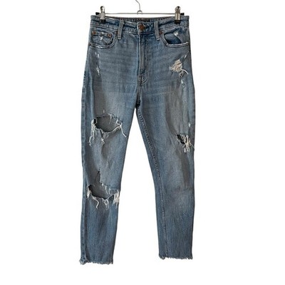 Abercrombie & Fitch Womens 26 S Simone High Rise Slim Jeans Distressed Holes
