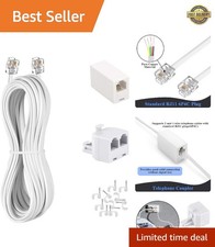 Phone Cord 10FT, Landline Telephone Cable with RJ11 Plug, Includes Telephone ...