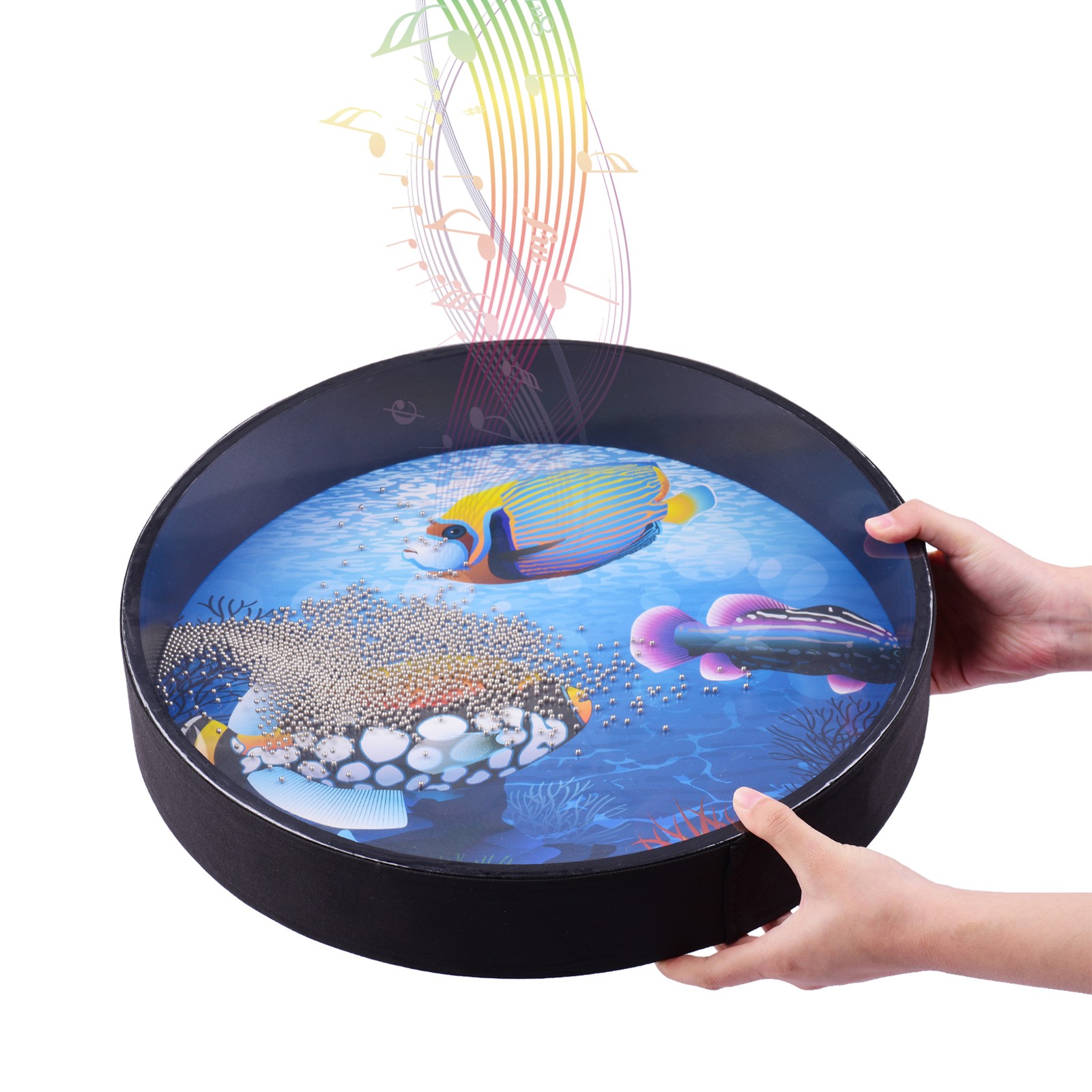16 Inch Ocean Drum Wooden Handheld Sea Wave Drum Percussion Instrument Gentl BAJ