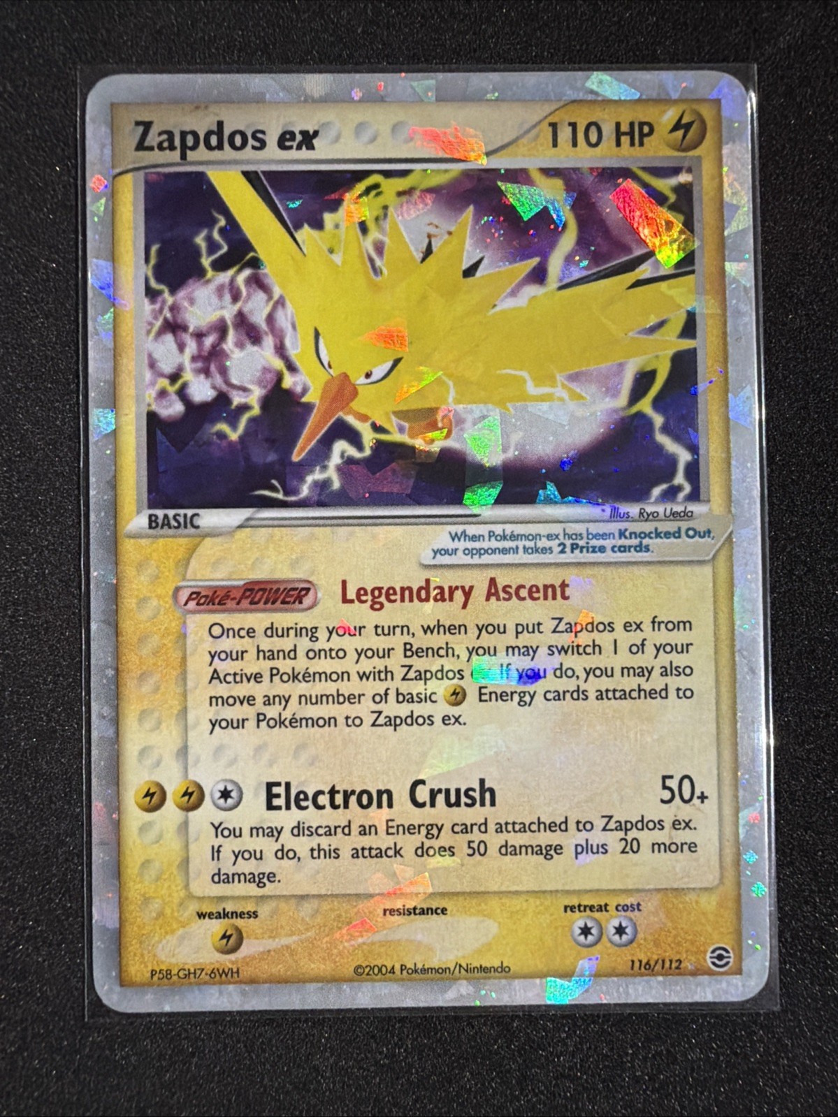 Zapdos ex 116/112 FRLG Cracked Ice Holo Secret Rare Swirl ! Grail Pokemon