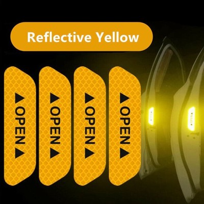 4x Car Door OPEN Stickers Reflective Tape Safety Sign Warning Mark Decal