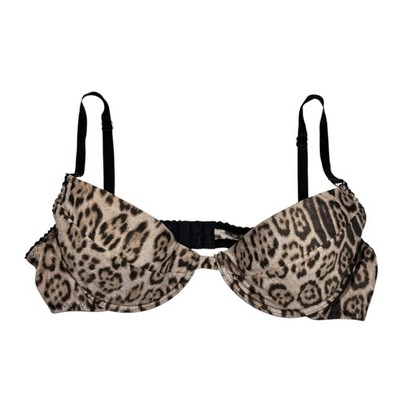 Roberto Cavalli Bra Sz. 36B Leopard Print Satin Underwire Sexy Lingerie 