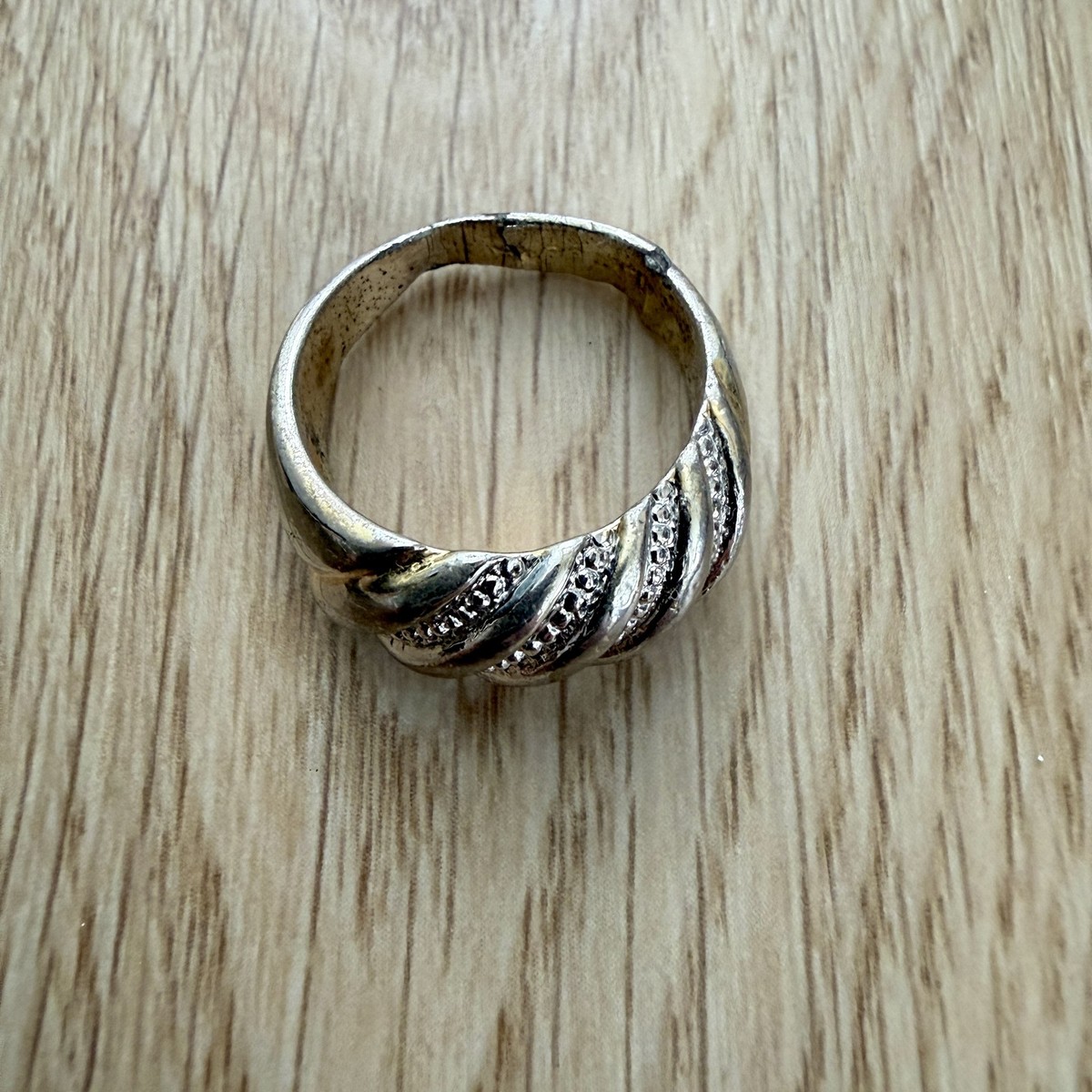 アクセサリー vintage gold&silver dome ring K10 925 Vintage Sterling Silver 14K Gold Croissant Dome Ring Twisted Band