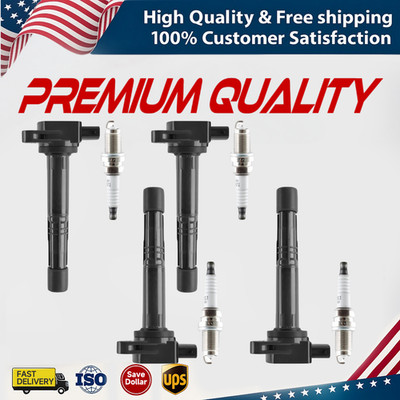 4X Ignition Coil+Spark Plug For Honda CR-V Civic Element Accord CSX 2.4L UF311