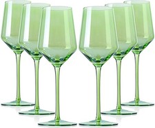 White Wine Glasses Set of 6- Modern Hand Blown Wine Glass-15 oz,Colored wine ...