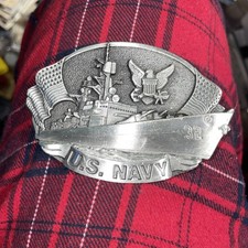 VTG 1981 Bergamot Belt Buckle Brass Works US Navy 32 Made In USA