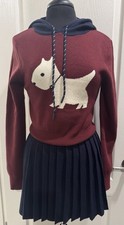Womens Burgundy Hooded Knit Pullover Sweater ...
