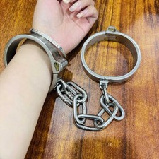 Restraint Heavy Stainless Steel Handcuffs Ankle Cuffs Collar Shackles Bondage SM