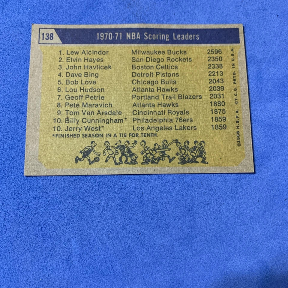 Tarjeta de baloncesto Topps 1970-71 NBA Scoring Leaders #138 Foto 2 de 2