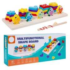 Children’s Wooden Play Set with Magnet Fishing Game