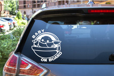 Baby Yoda 'Baby On Board' Vinyl Decal Sticker   Adorable Alert - 6108