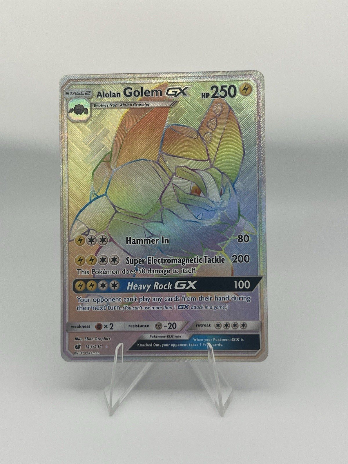 Alolan Golem GX (Secret) 113/111 Sm-Crimson Invasion Holo NM