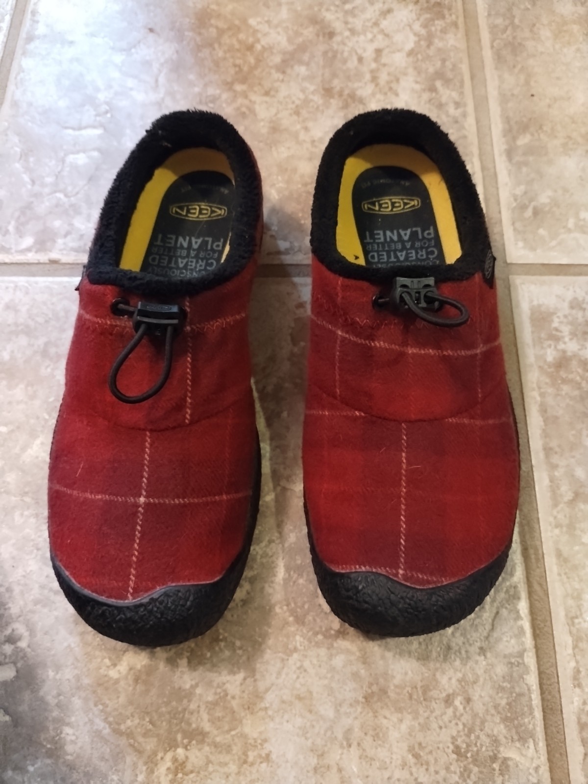 Keen Howser III rosso plaid coulisse regolabile donna taglia 7