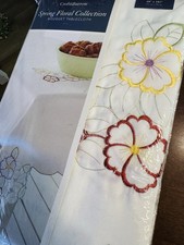NEW Cottage Chic Embroidered Cutwork Tablecloth 60" X 102" Floral 50 Kohl's