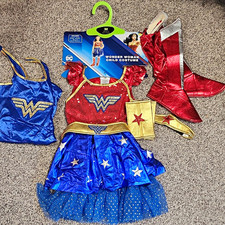 DC Wonder Woman Child Costume Set M Dress Cape Belt Cuffs Crown Shoe Covers