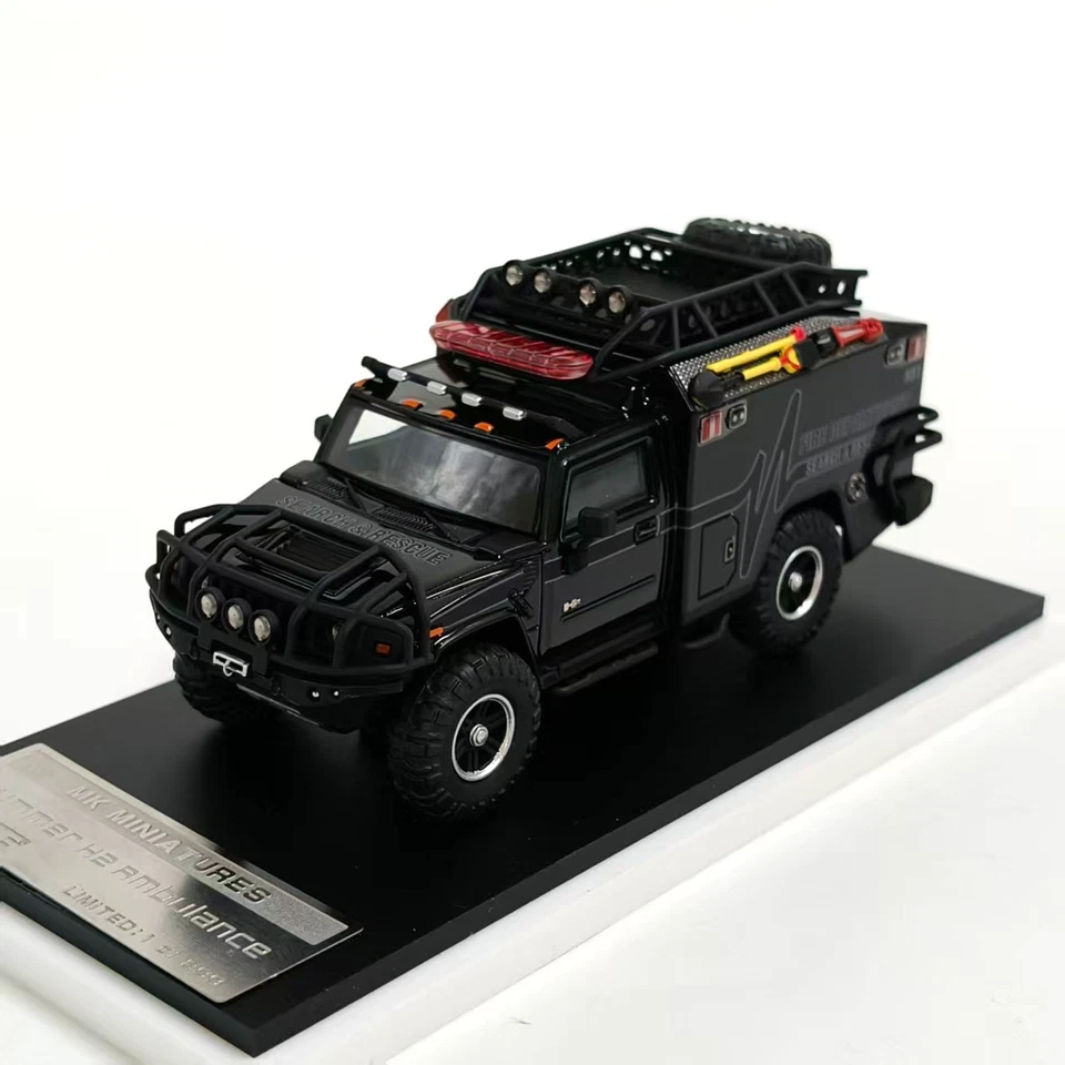 1:64 Hummer H2 Ambulance Alloy Model - Black Edition Diecast Metal Replica - Image 2 of 4