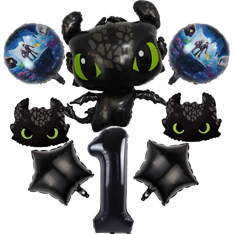 Juego de 8 globos sin dientes Cómo entrenar a tu dragón decoración fiesta cumpleaños regalos Foto 2 de 3