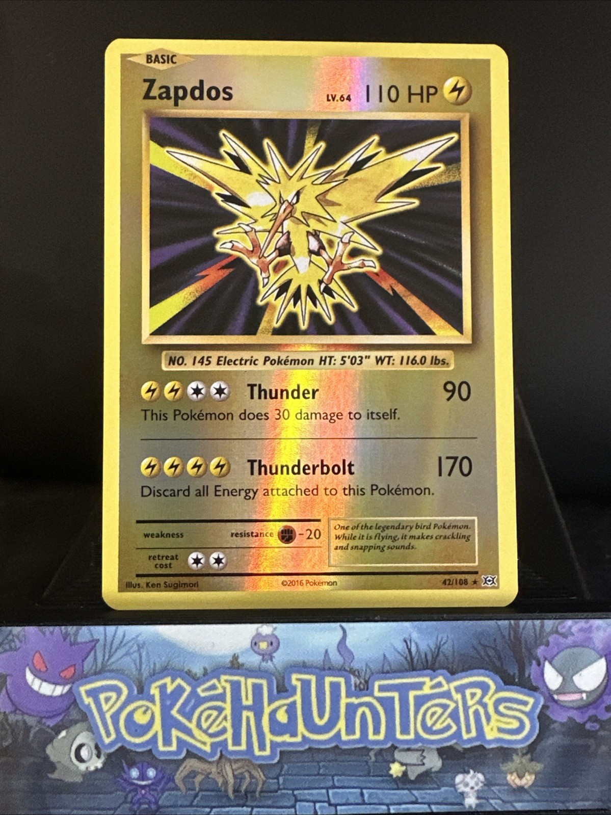 Pokemon Card Zapdos 42/108 XY Evolutions Reverse Holo Rare NM