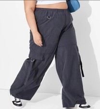 Wild Fable Women's Mid-Rise Wide Leg Pull-On Cargo Pants Grey Size XXL - NWT