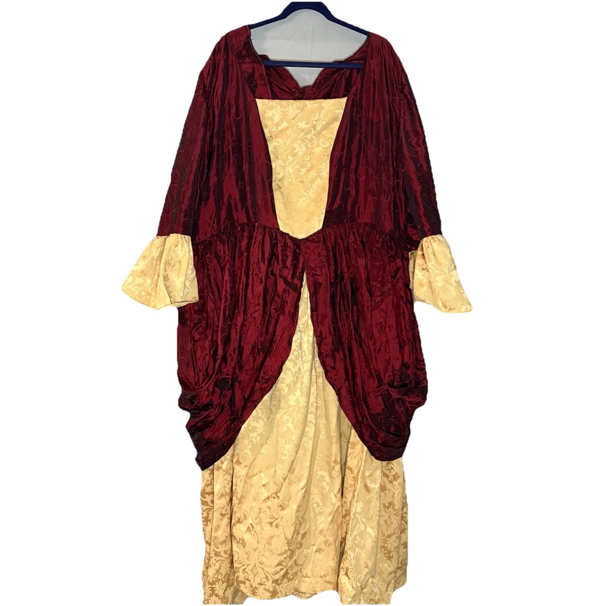 Women's Renaissance Medieval Gown Dress Handmade Plus Size 2X / 3X Maroon  Gold | eBay