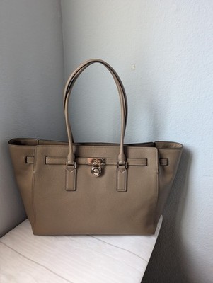 NWT Michael Kors Hamilton Moderne Large Leather Tote Bag in Husk