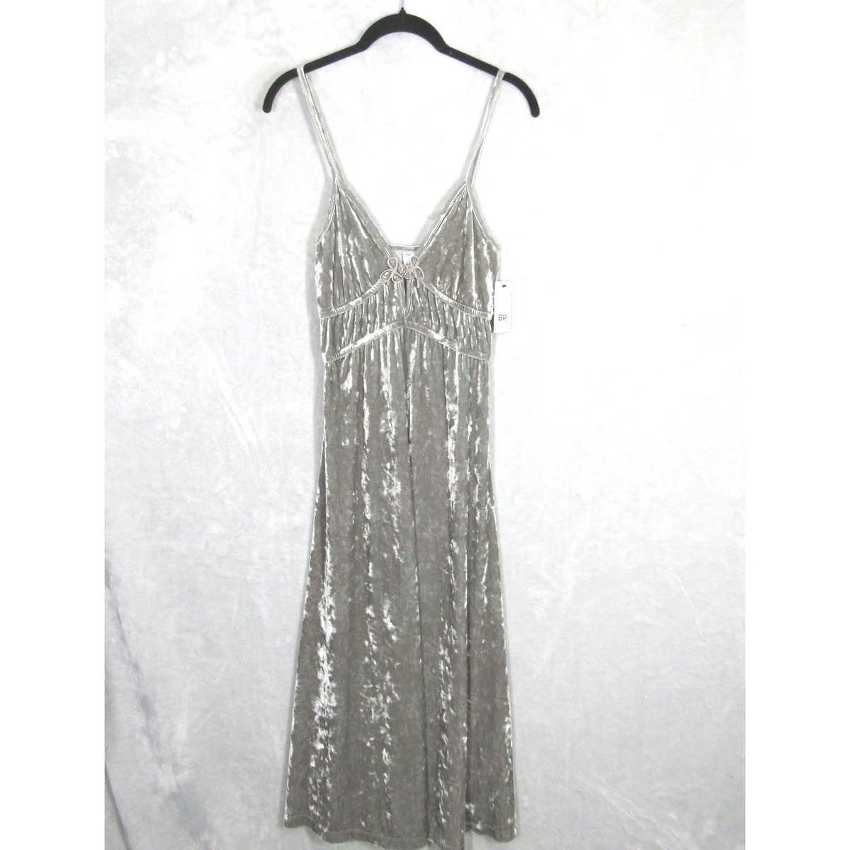 BP. Maxi Dress Women's XS Silver Velvet Spaghetti Strap Babydoll New | eBay