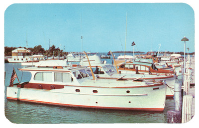 Private Yachts Davis Docks Marathon Florida Keys Dextone Postcard Chrome