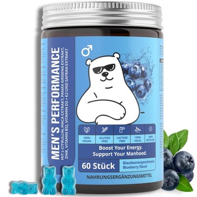 TRUEBEARS Männer Performance Gummies   Energie & Vitalität | Blaubeere 60 Stk