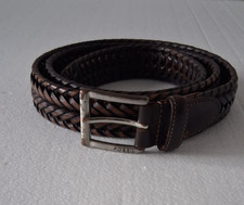 Fossil Men's Size 42 Dark Brown Braided Woven Leather Belt Casual Dress Timeless