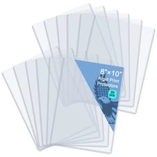 Rainmae 20 Pack 8" x 10" Rigid Print Protectors, Clear Hard Plastic Page Shee...