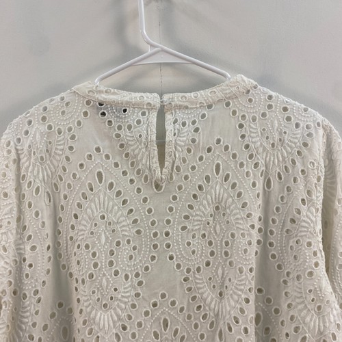 Part Two Women XS Tunic Blouse Top White Woven 3/4 Sleeve Embroidered Pullover - Picture 11 of 12