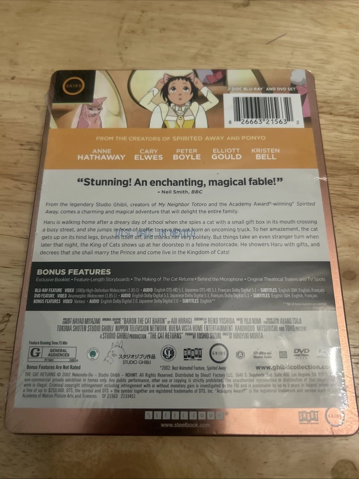 The Cat Returns Steelbook Blu Ray DVD Set Studio Ghibli - OOP RARE NEW Authentic - Image 2 of 4