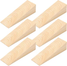 Large Wooden Door Stop Stopper Wedge, 6 Pack Soild Wood Non-Slip Doorstop Wedge