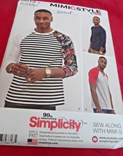 UNCUT SIMPLICITY #8613 SZXS-S-M-L-XL MENS KNIT TOPS  SEWING PATTERN