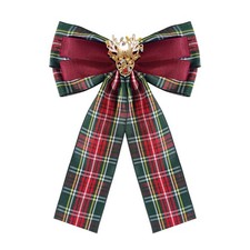Broche prendedor grande con lazo de ciervo para dama y niña unisex tela a cuadros C...