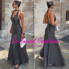 ZARA WOMAN NWT SS25 BROWN ZW COLLECTION HALTER POLKA DOT DRESS 8255/016/700