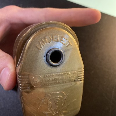 VTG APSCO USA Bronze Gold Lucite Midget Metal Pencil Sharpener Pixie Image