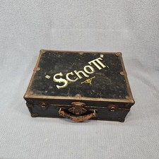 Vintage Roller Skates Metal Wrapped Case Stickers Painted Name "SCHOTT"