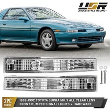 Depo Pair Chrome Clear Bumper Signal Lights For 1989-1992 Toyota Supra Mk.3 Iii