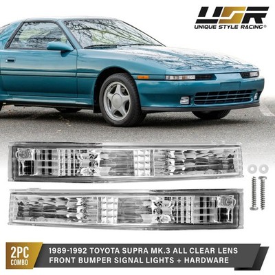DEPO Pair Chrome Clear Bumper Signal Lights For 1989-1992 Toyota Supra Mk.3 III