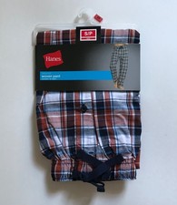 Hanes Men's Pajama Pants Sleepwear Rust Blue Heather Plaid Cotton Blend Size S