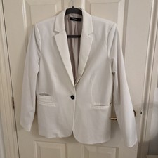 Fab White Mango Basics Lined Smart Jacket, Size EU42 3 Front Pockets