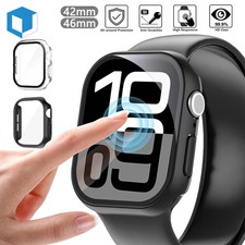 For Apple Watch Series 10 11 42/46mm Case Tempered Glass Screen Protector Cover
