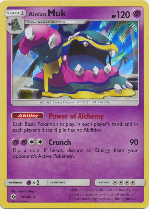 Pokemon Alolan Muk 58/149 Sun Moon Base Set Holo Rare Lightly Played